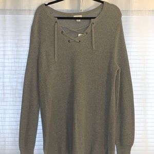 Oldnavy light gray sweater with lace up v neck